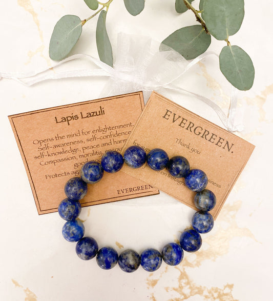 Lapis Lazuli Crystal Power Bracelet 12mm - Enlightenment, Peace & Protection