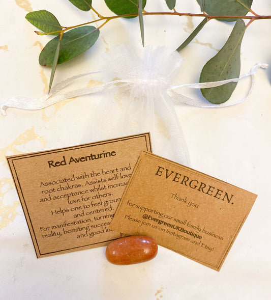 Red Aventurine Crystal Tumbled Stone - Manifestation, Self-Love & Good Luck