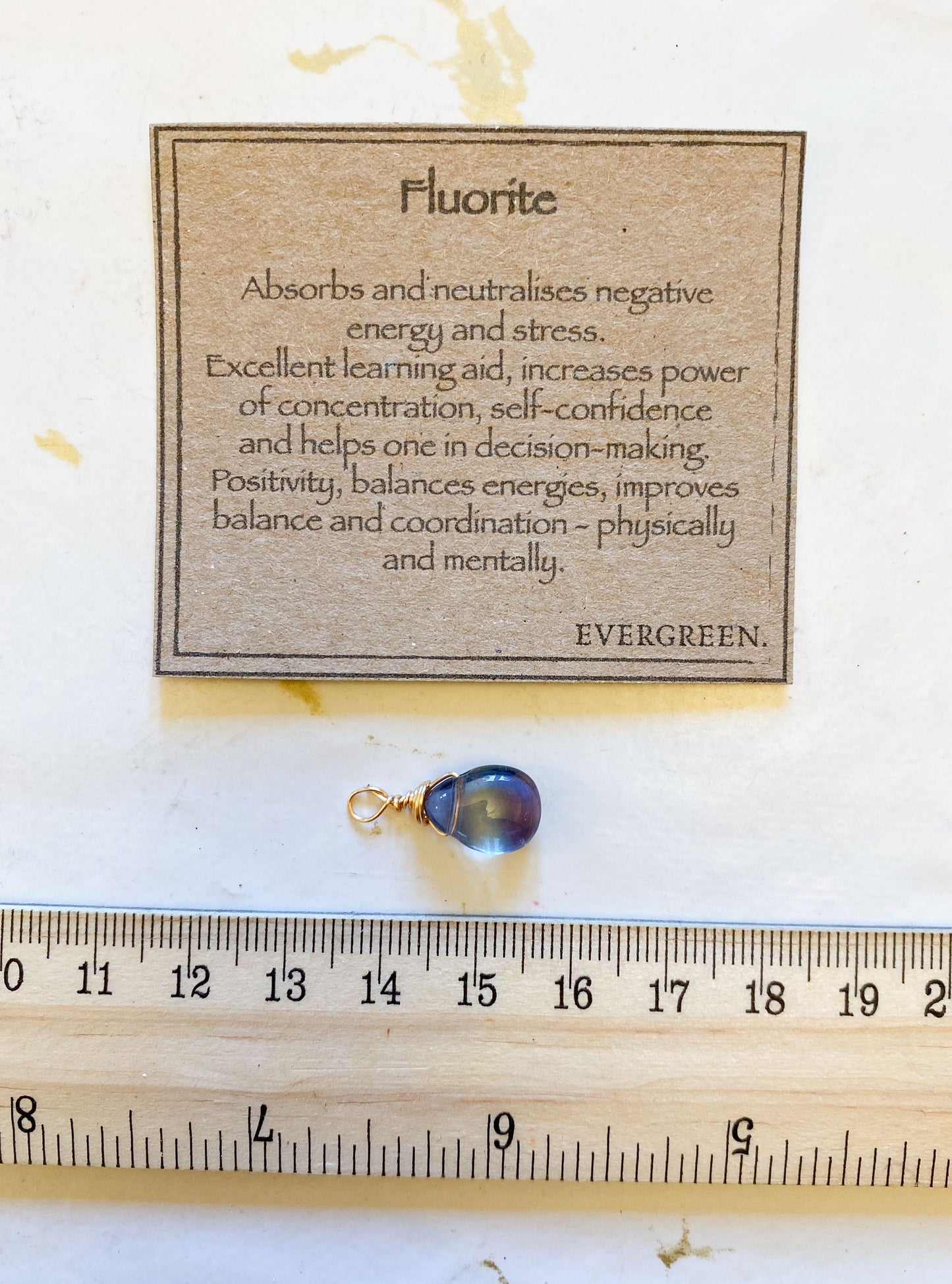 Fluorite Crystal Teardrop Pendant - Positivity, Balance & Concentration