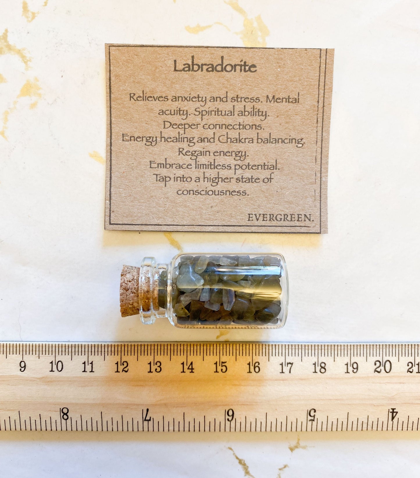 Labradorite Crystal Chip Intention Jar - Energy, Healing & Potential