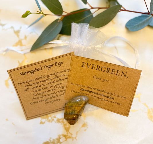 Variegated Tiger Eye Crystal Tumbled Stone - Protection, Stability & Grounding