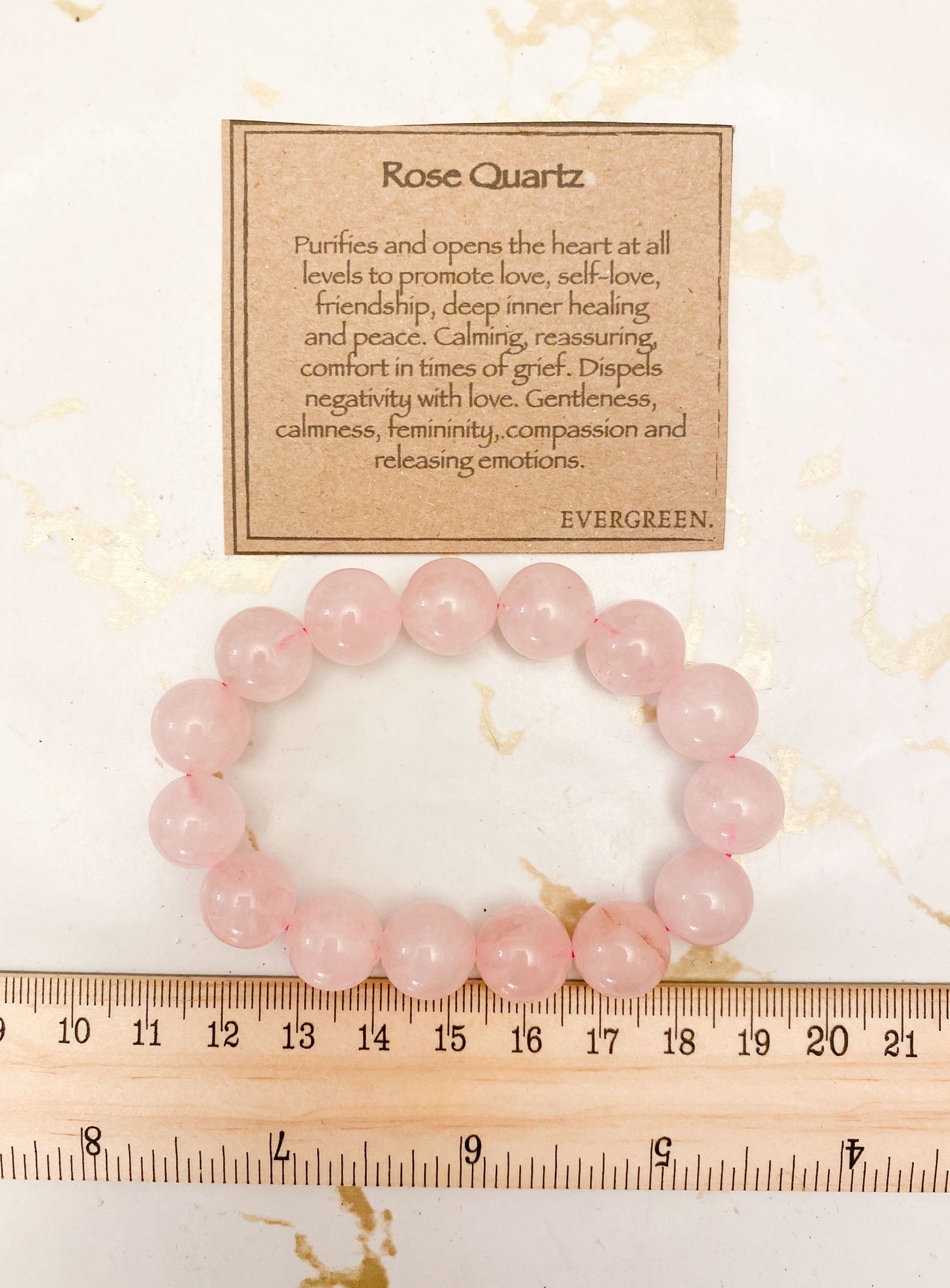Rose Quartz Crystal Power Bracelet 12mm - Love, Comfort & Healing