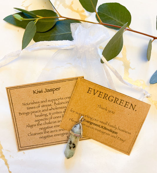 Kiwi Jasper Crystal Pendant - Peace, Healing & Wholeness
