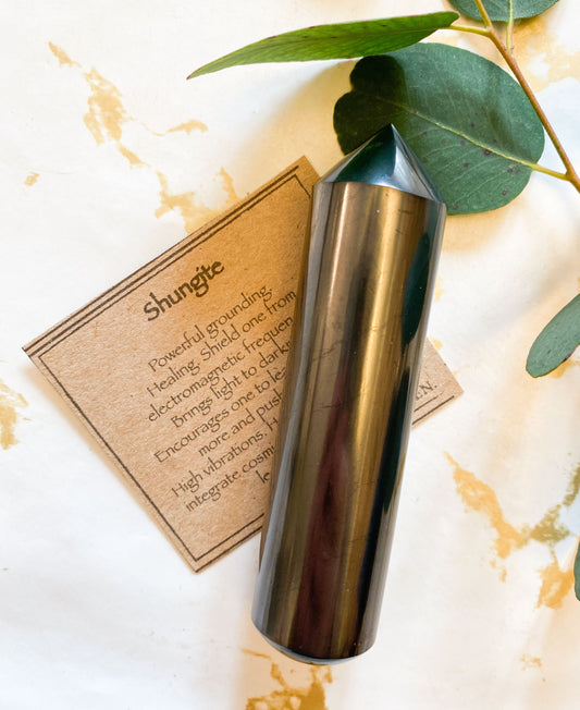 Shungite Crystal Point Wand - Grounding, Healing & Vibrations