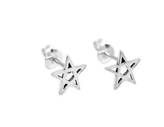 Stunning Sterling Silver Pentagram Star Earrings