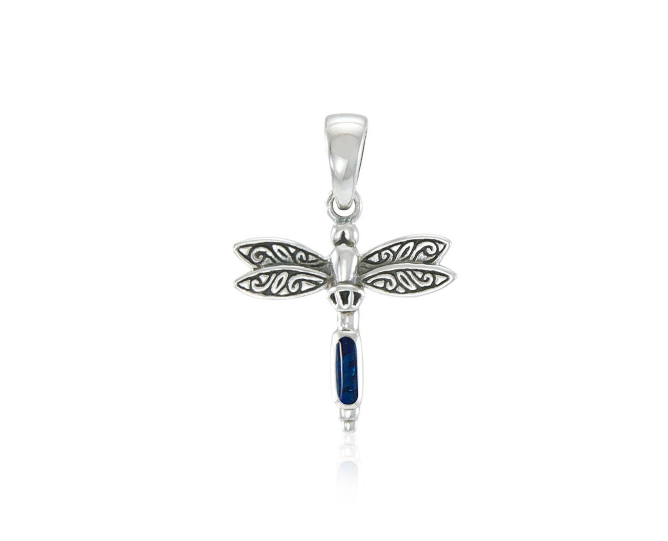 Sterling Silver Dragonfly & Paua Shell Pendant