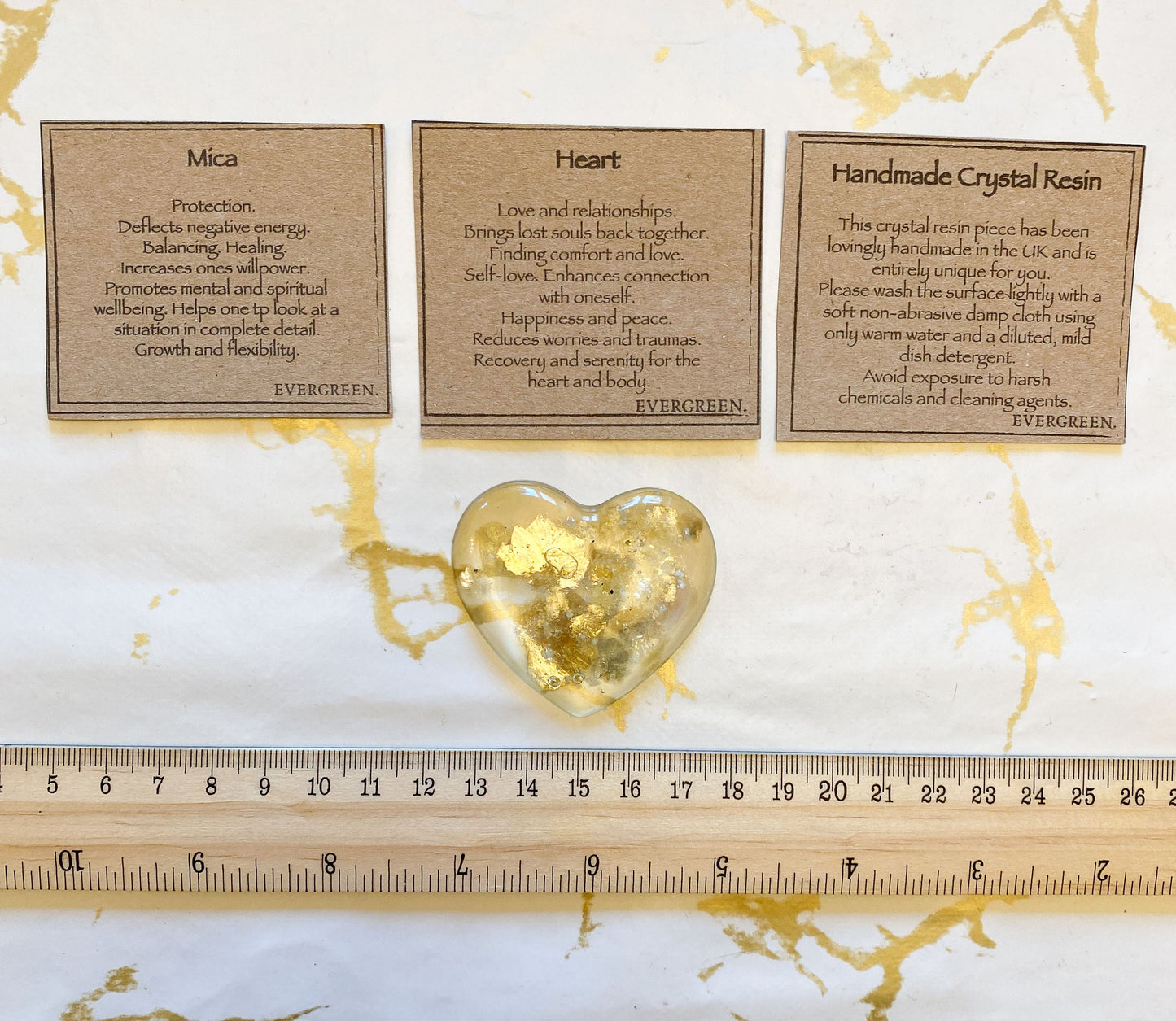 Handmade Crystal Resin & Mica Heart 50mm - Protection, Healing, Willpower