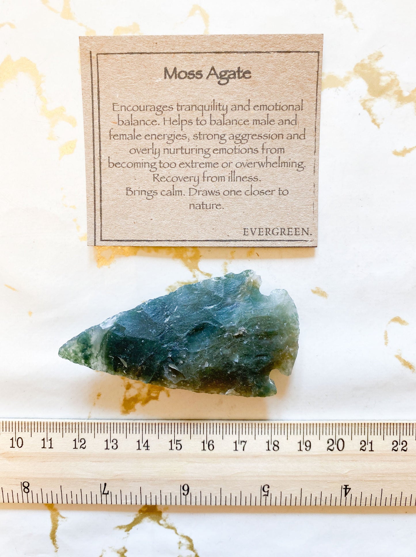 Moss Agate Crystal Arrow Head - Balance, Calm & Energy