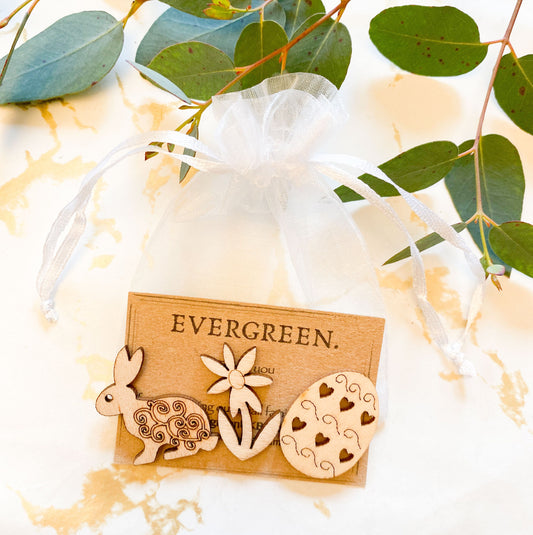 Easter Wood Art Selection (3 Pieces) - Bunny, Chick, Egg & Flowers