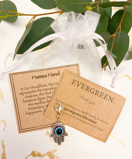 Hamsa Hand With Evil Eye Pendant - Protection, Happiness & Good Fortune