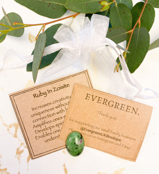 Ruby In Zoisite Crystal Cabochon - Energy, Creativity & Uniqueness