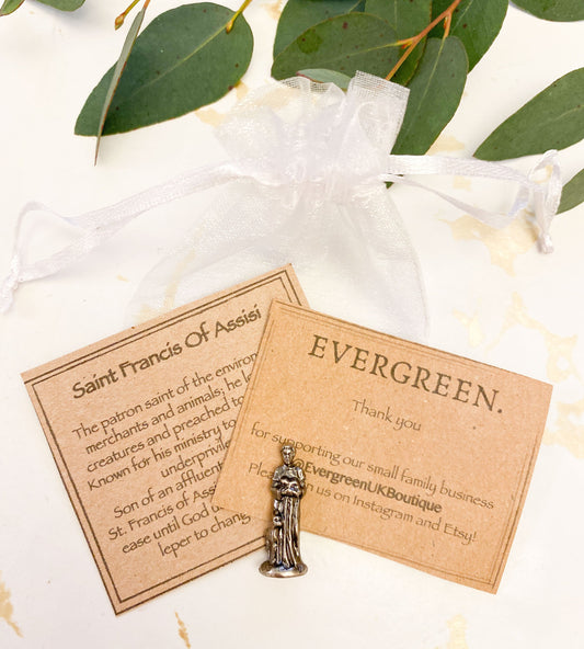 Saint Francis Of Assisi Pewter Figurine - Environment, Merchants & Animals