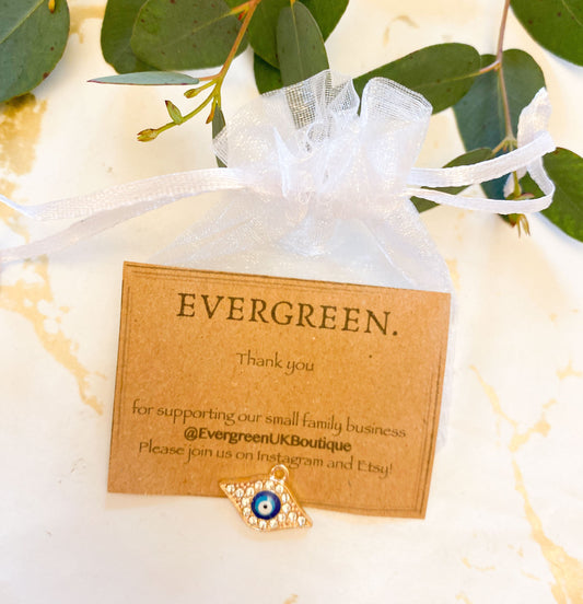 Gold & Diamante Egyptian Evil Eye Pendant
