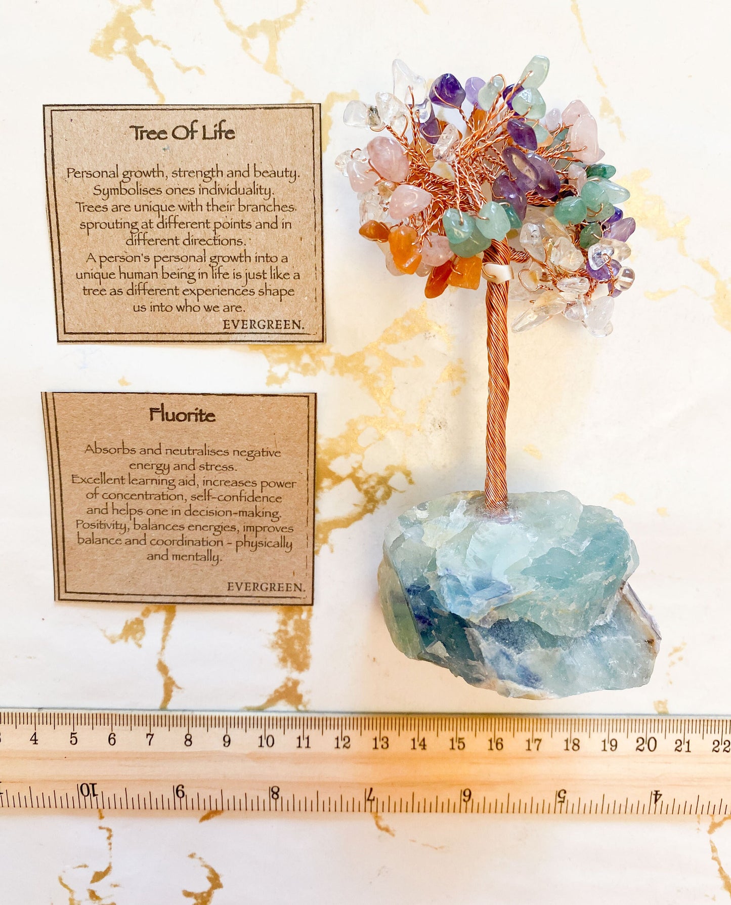 Handmade Mixed Crystal Tree Of Life On A Fluorite Base