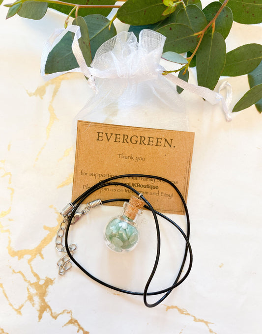 Crystal Chip Intention Bottle Pendant Necklace - Wide Variety Available!