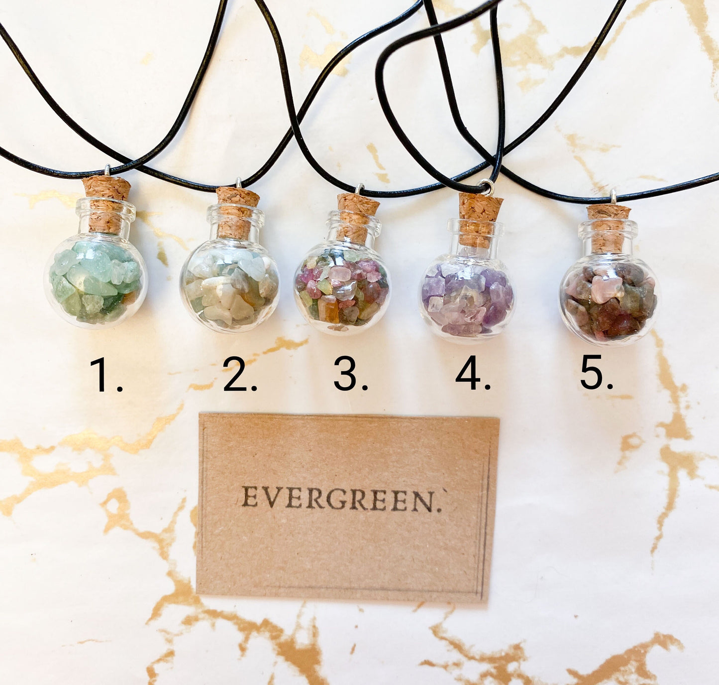 Crystal Chip Intention Bottle Pendant Necklace - Wide Variety Available!