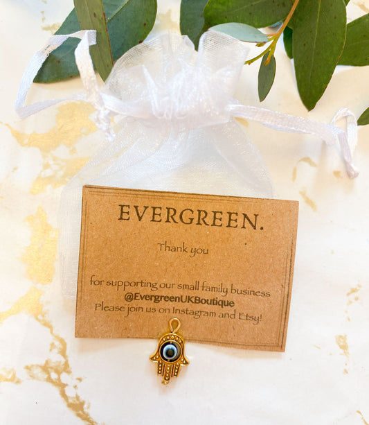 Silver / Gold Hamsa Hand Evil Eye Pendant