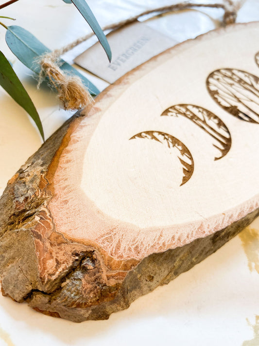 Lunar Phase Woodland Scene Wooden Slice / Hanging Sign