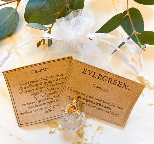 Raw / Rough Quartz Crystal Nugget Pendant - Cleansing, Concentration & Clarity