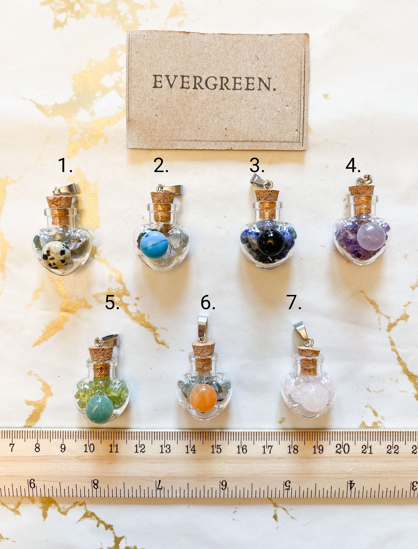 Crystal Chips Heart Shaped Intention Jar Pendant