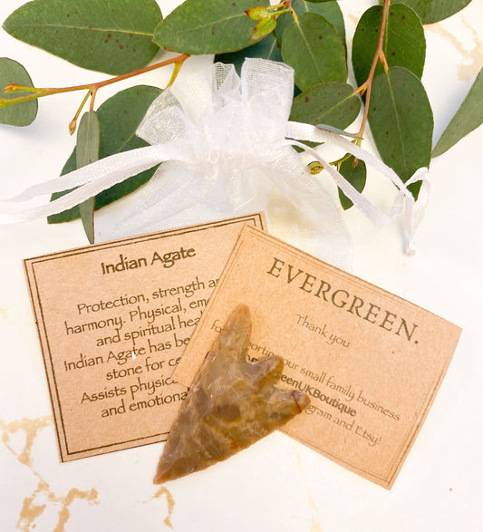 Indian Agate Crystal Arrow Head - Protection, Strength & Harmony