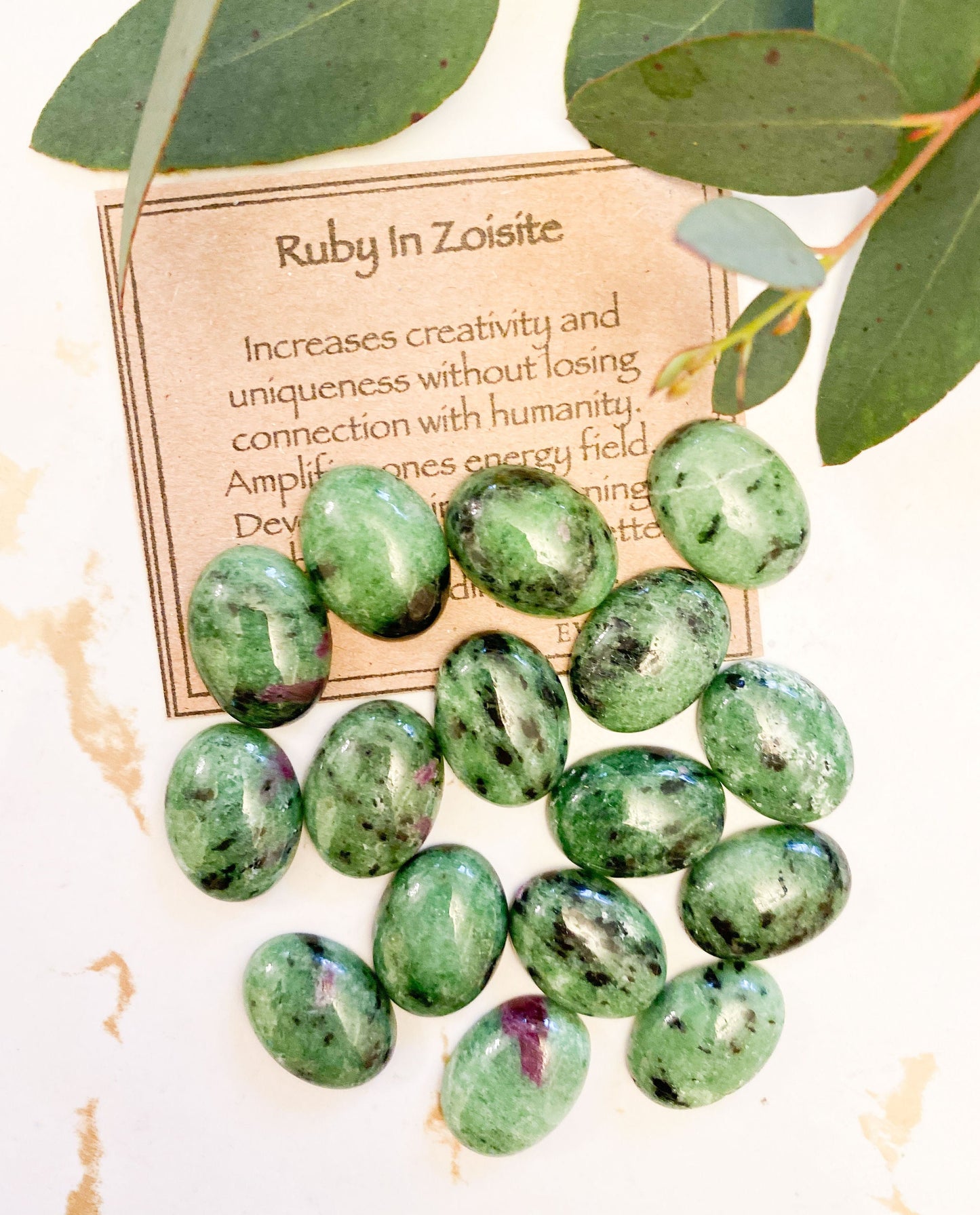 Ruby In Zoisite Crystal Cabochon - Energy, Creativity & Uniqueness