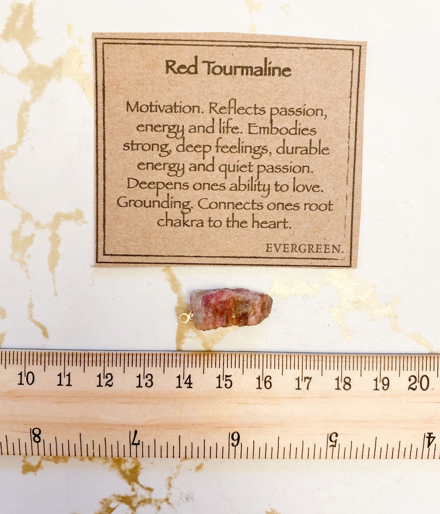 Raw Red Tourmaline Crystal Pendant - Energy, Passion & Grounding