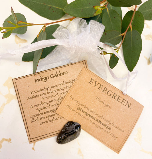 Indigo Gabbro Crystal Tumbled Stone - Knowledge, Love & Insight