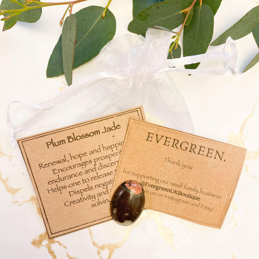 Plum Blossom Jade Crystal Cabochon - Renewal, Hope & Happiness