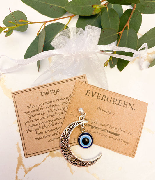 Evil Eye And Moon Pendant - Protection, Calmness & Relaxation