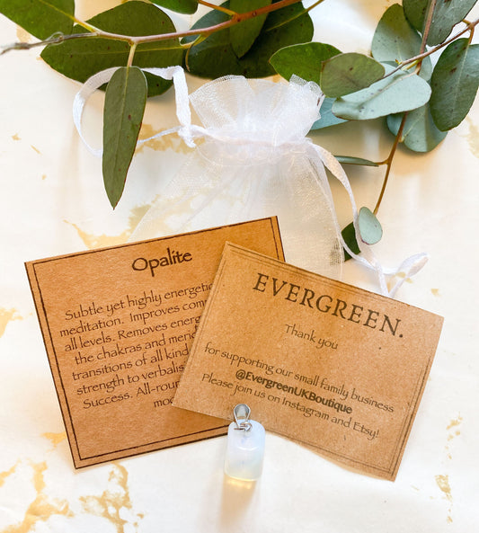 Opalite Crystal Tumbled Stone Pendant - Transition, Persistence & Strength