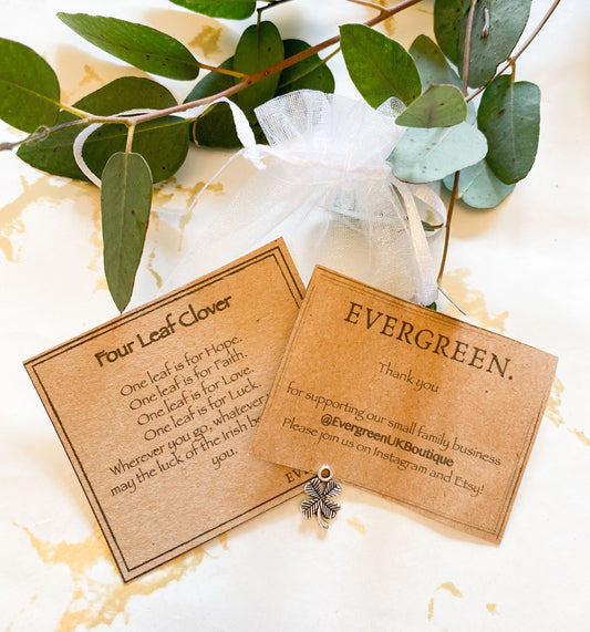 Silver Four Leaf Clover Pendant - Faith, Love & Luck