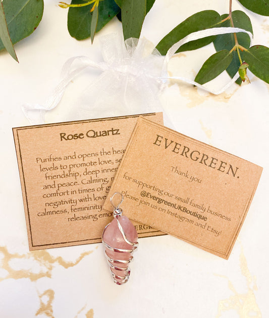 Amethyst / Rose Quartz / Opalite Crystal Spiral Point Pendants