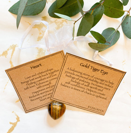 Gold Tiger Eye Crystal Heart 15mm / 20mm - Balance, Self-Worth & Self-Confidence