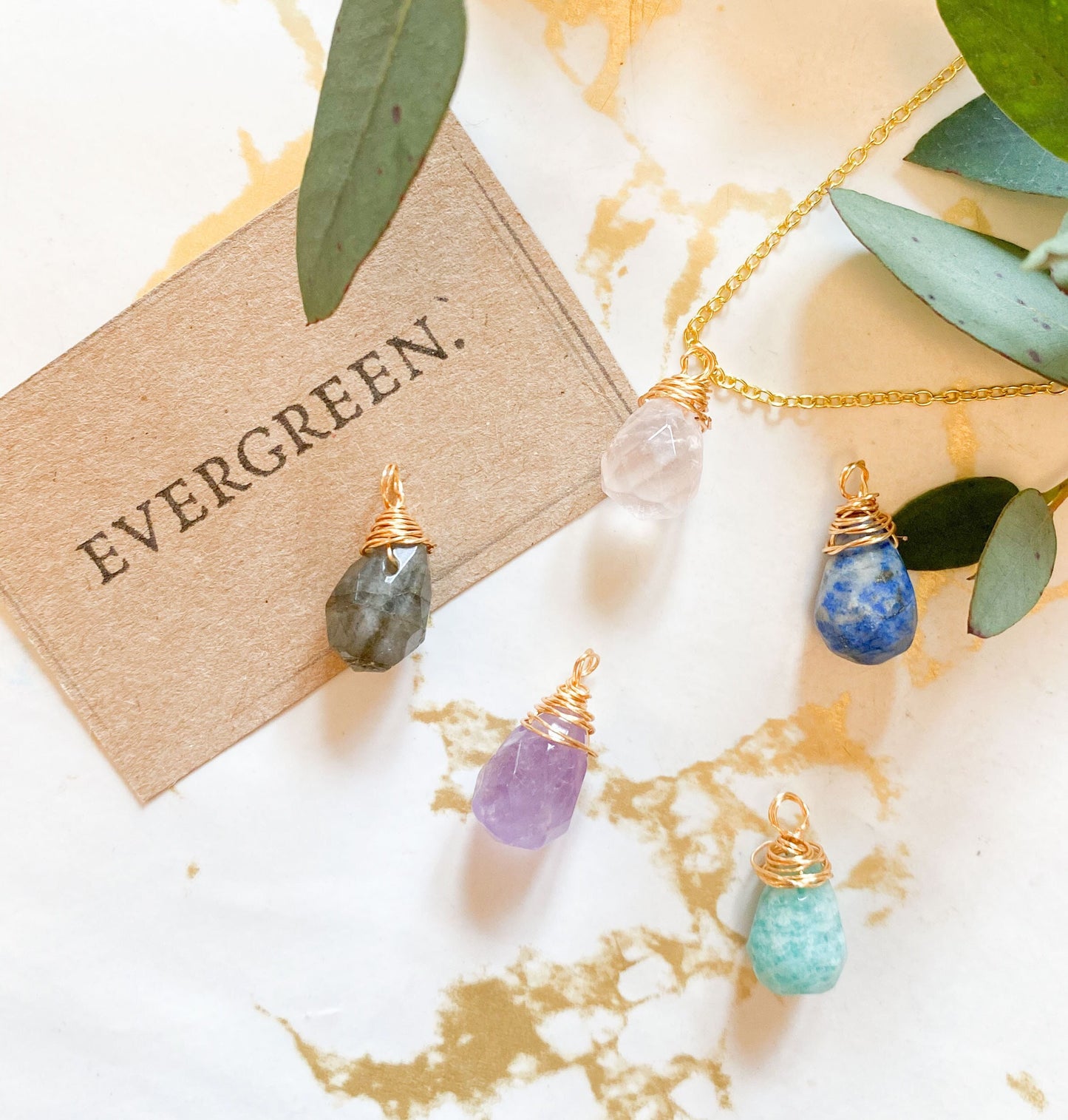 Crystal Teardrop Wire Wrapped Pendants - Wide Variety Available!
