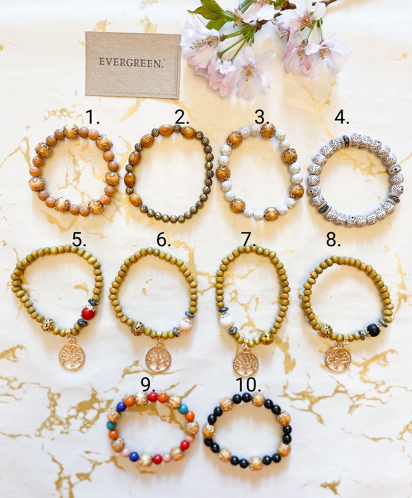 Natural Beaded Bracelets - Wide Variety Available!