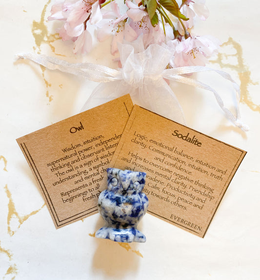 Sodalite Crystal Owl - Wisdom, Intuition & Logic