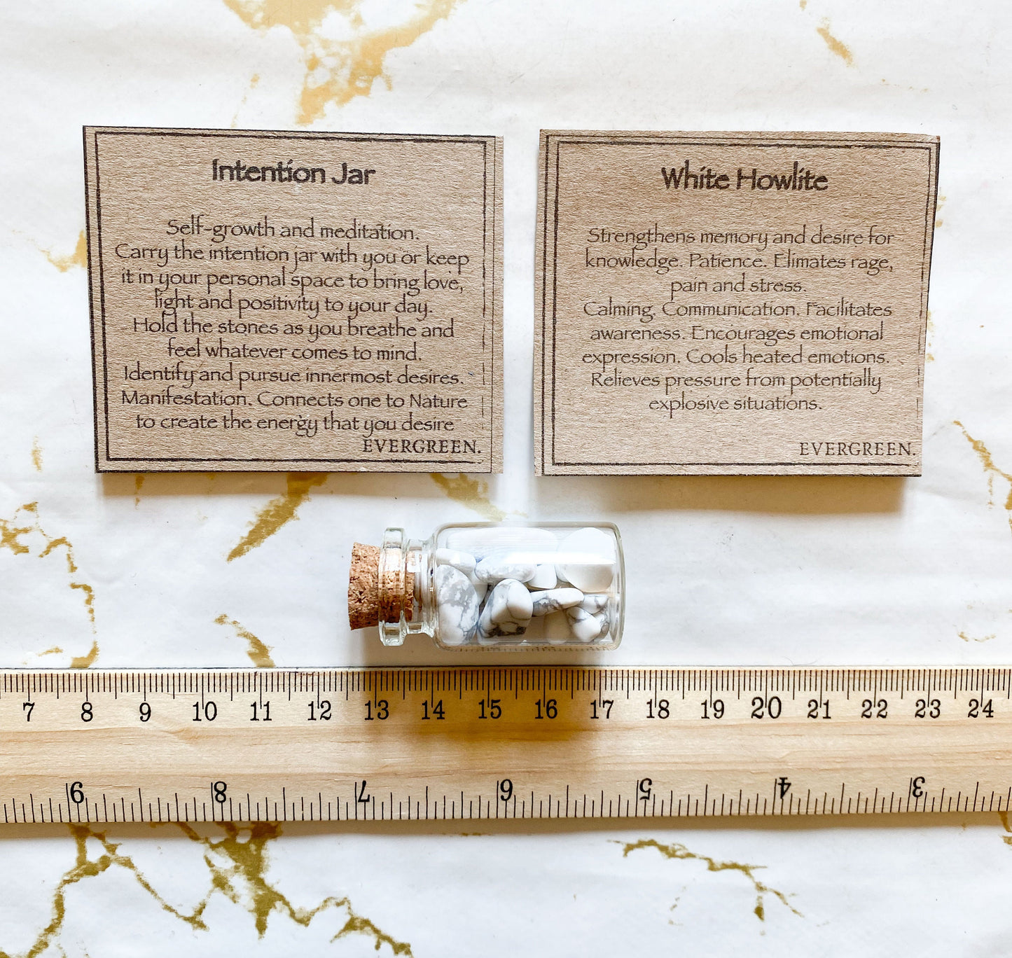White Howlite Crystal Chips Intention Jar - Calming, Communication & Patience