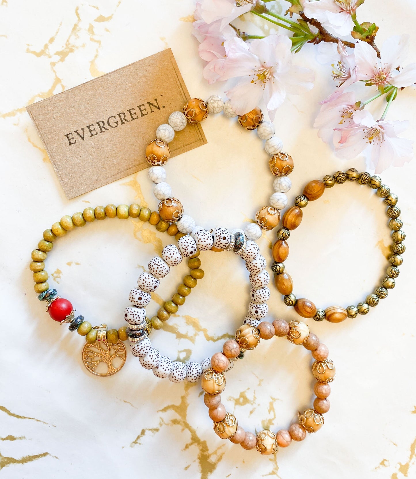 Natural Beaded Bracelets - Wide Variety Available!