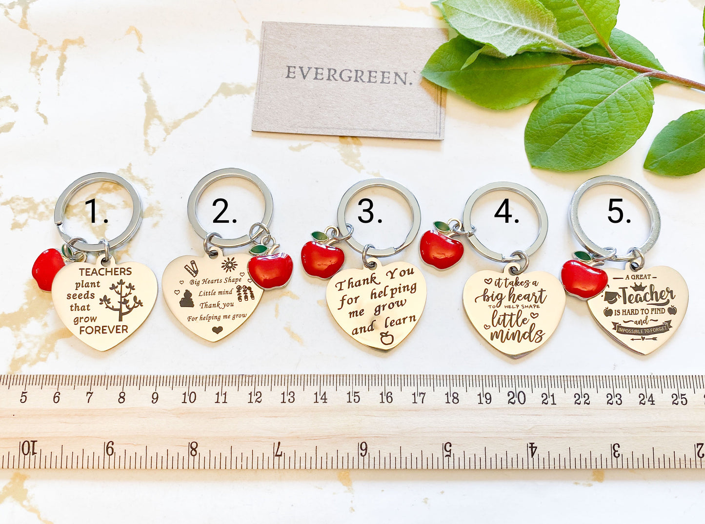 Thank You Teacher Red Apple Key Chains - Wide Variety Available!