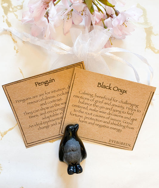 Black Onyx Crystal Penguin - Intuition, Balance & Adaptability