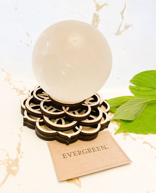 Wooden Mandala Crystal Ball Stand 10cm - Fits A Variety Of Crystal Ball Sizes!