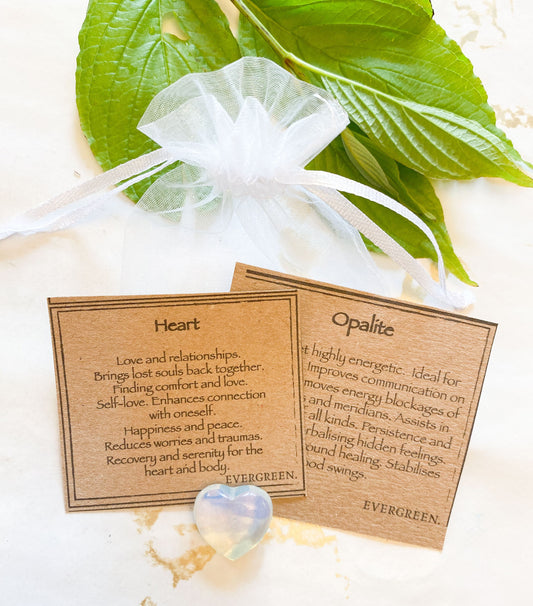Opalite Crystal Heart 20mm - Meditation, Communication & Transition