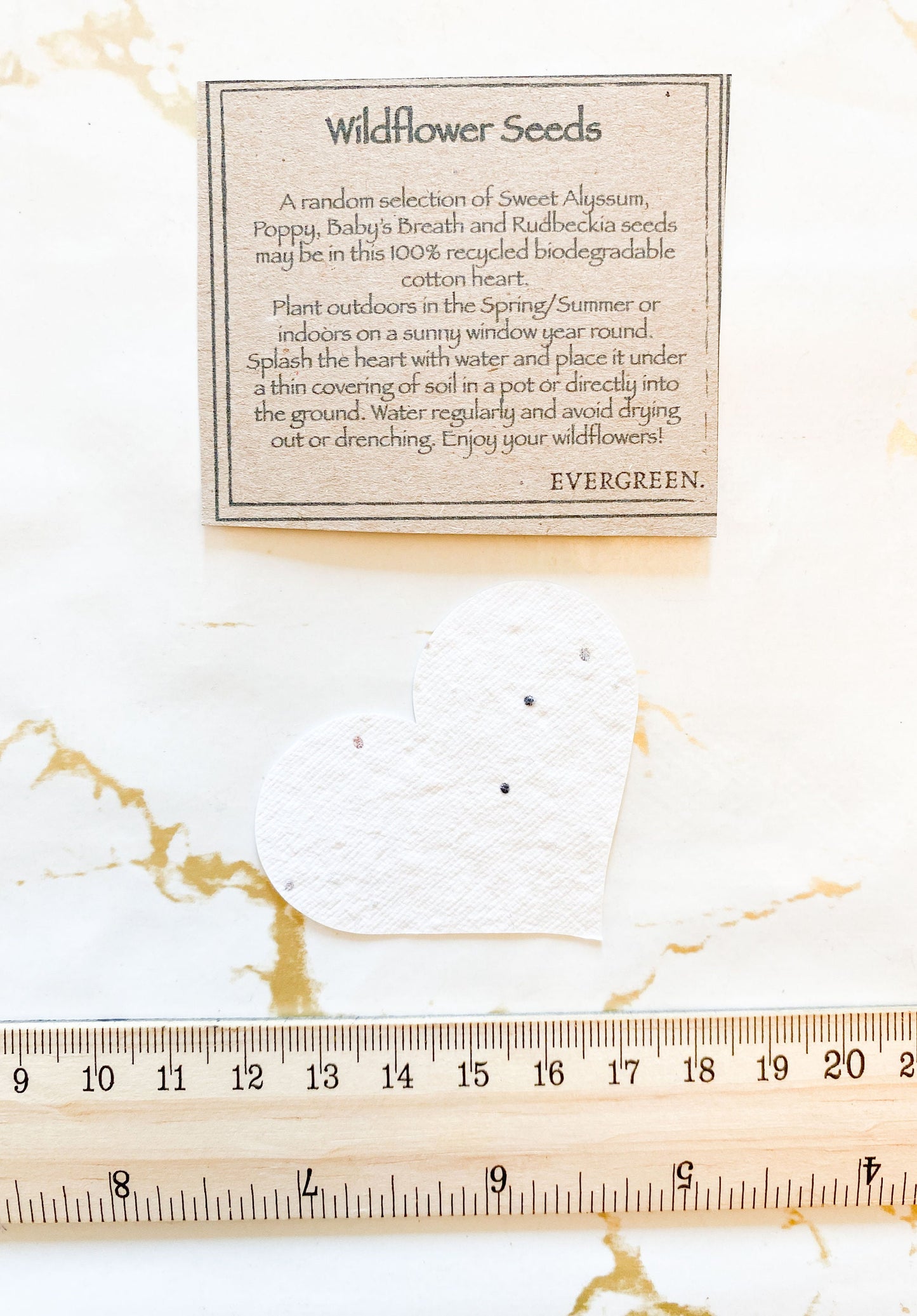 Bee-Friendly Wildflower Seed Heart - 100% Biodegradable Cotton Containing Sweet Alyssum, Poppy, Baby’s Breath and Rudbeckia Seed Mix