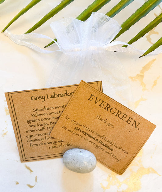 Grey Labradorite Crystal Tumbled Stone - Clarity, Peace & Balance