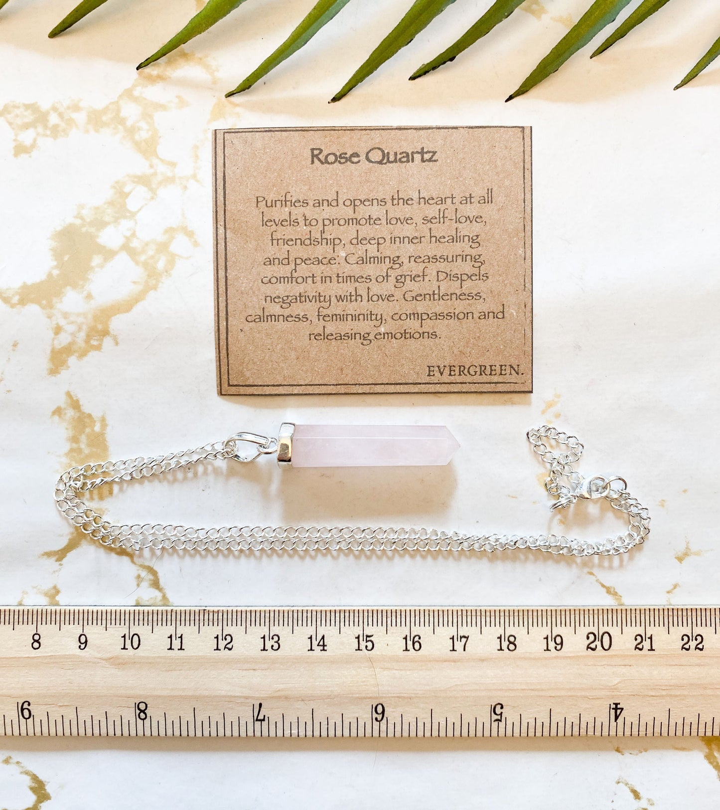 Rose Quartz Crystal Pendant And Chain - Love, Calmness & Healing