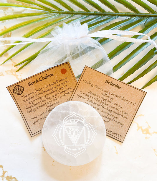 Chakra Selenite Crystal Charging Plate - Wide Variety Available!