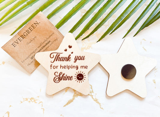 Thank You Teacher Wooden Message Magnet - Tree / Flower / Star