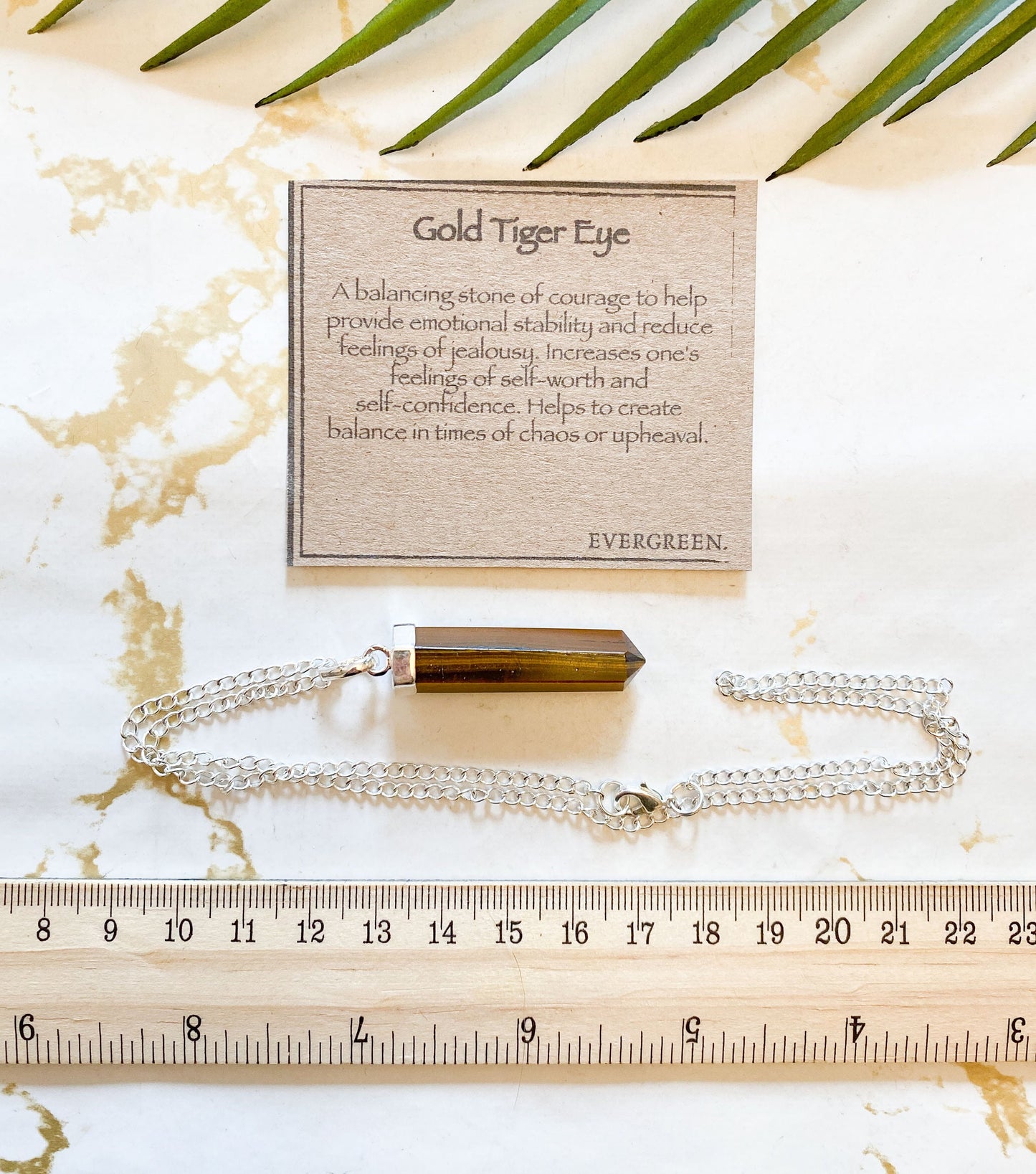 Gold Tiger Eye Crystal Pendant And Chain - Balance, Courage & Self-Worth