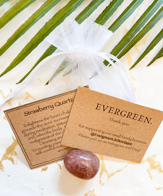 Strawberry Quartz Crystal Tumbled Stone - Protection, Grounding & Healing